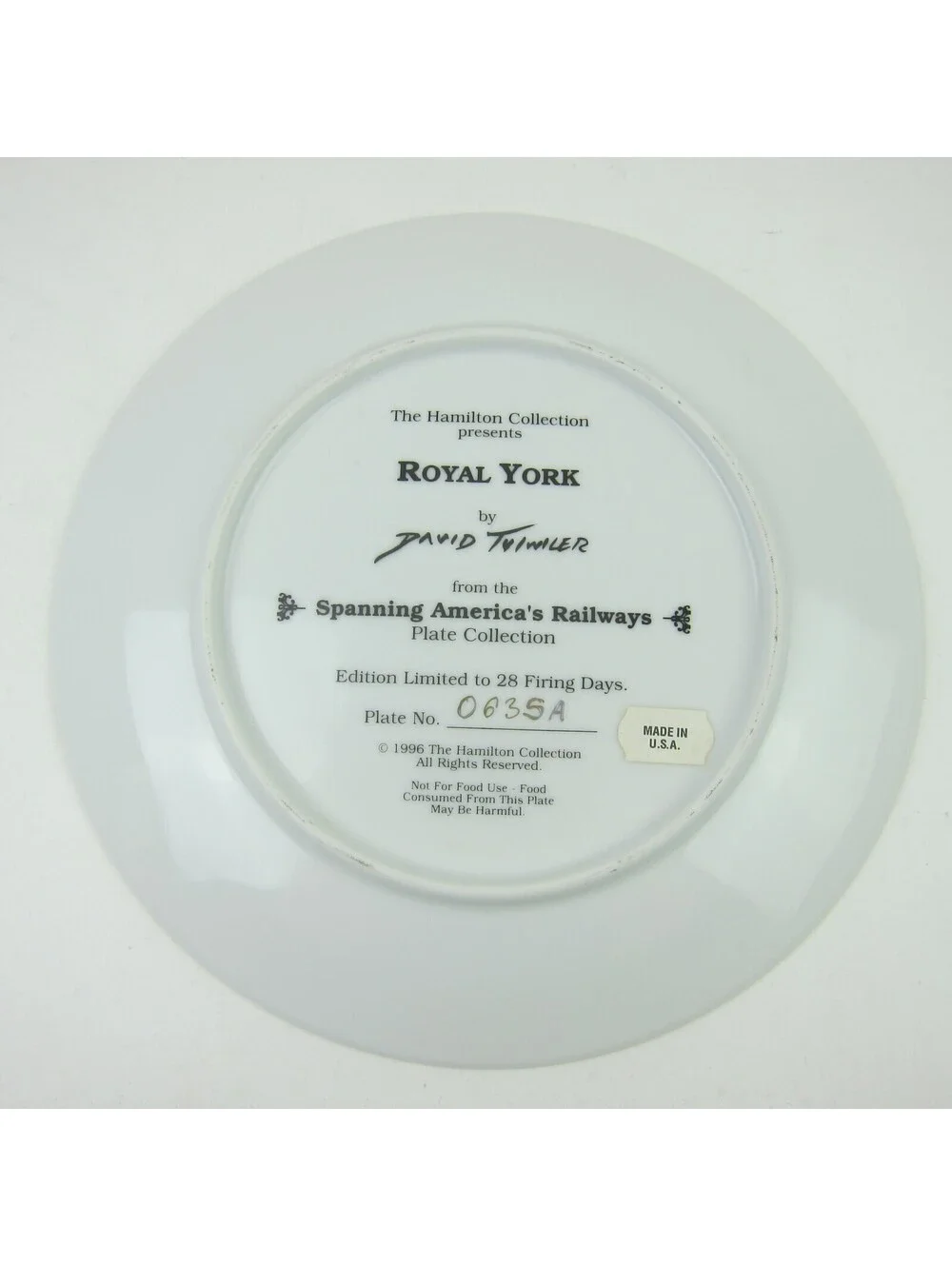 Collectible Plate Train Locomotive Royal York David Tutwiler 8.25